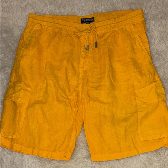 Vilebrequin Yellow Linen drawstring shorts XXL $159